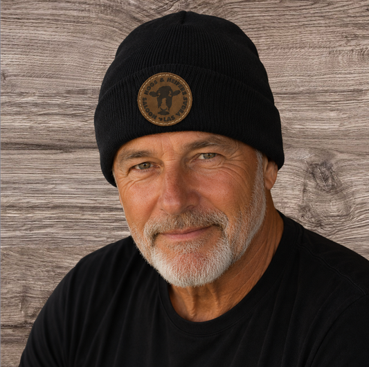 Beanie - Leather Patch Black
