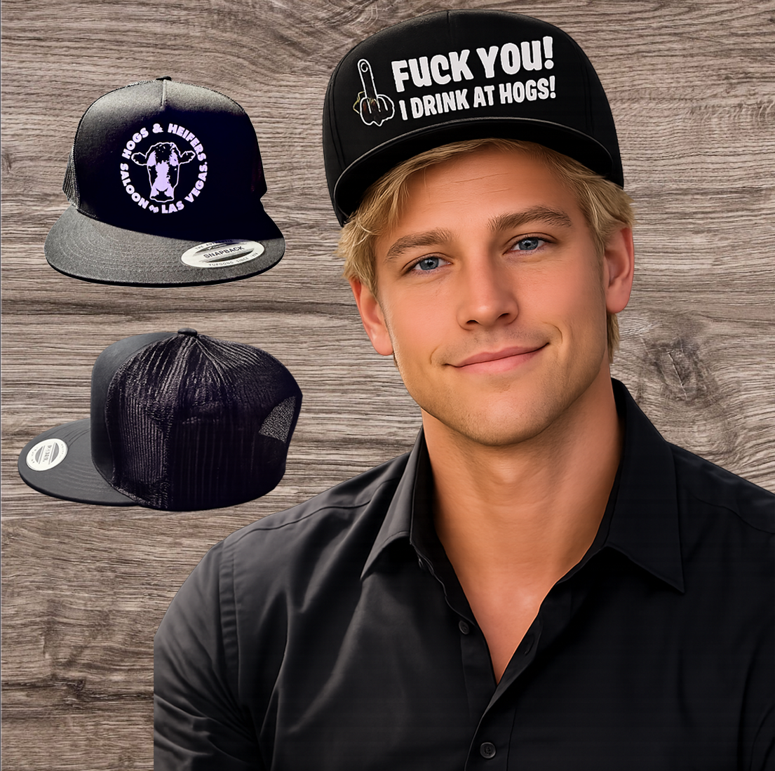 FUCK YOU I DRINK AT HOGS UNDERBILL SNAPBACK HAT