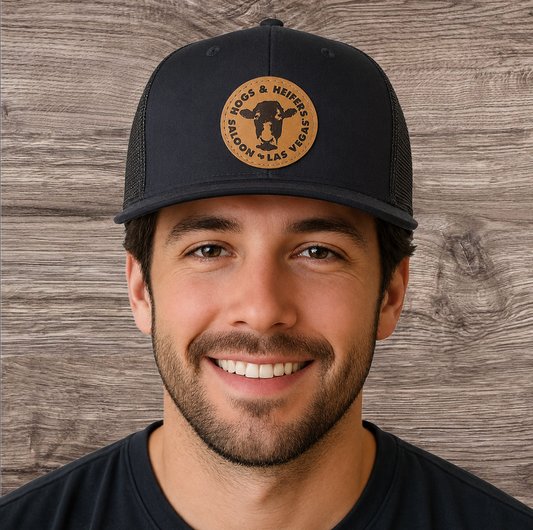 LEATHER PATCH TRUCKER HAT BLACK/BLACK
