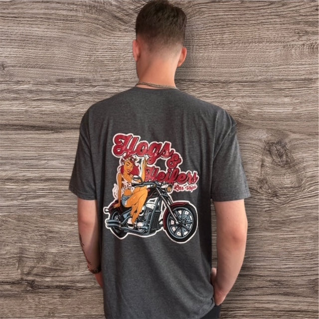 HEIFER ON A HOG GREY TEE