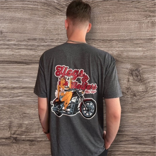 HEIFER ON A HOG GREY TEE