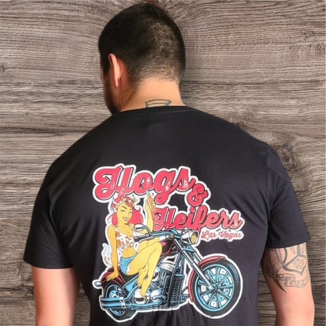 HEIFER ON A HOG BLACK TEE