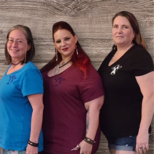 WOMEN'S V-NECK HOGS & HEIFERS SALOON TEE