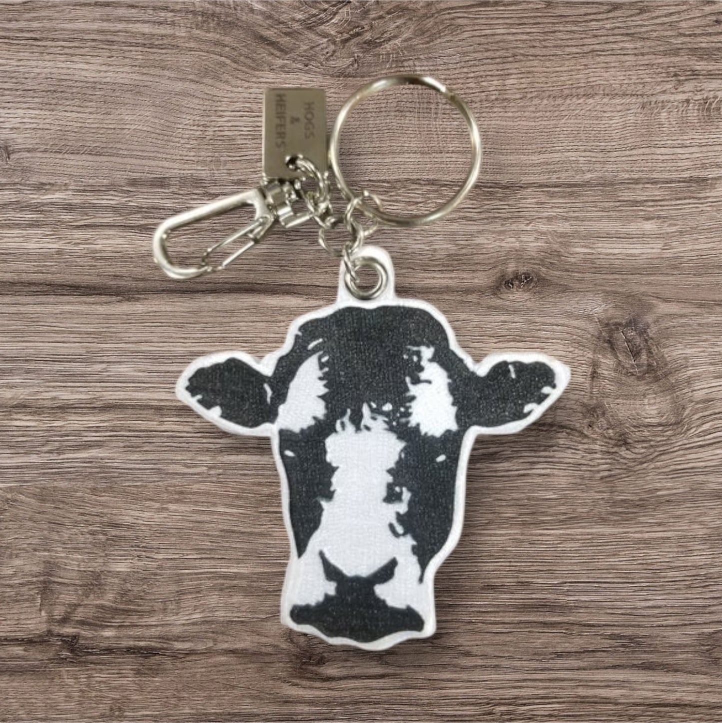 Embroidered Cow Keychain
