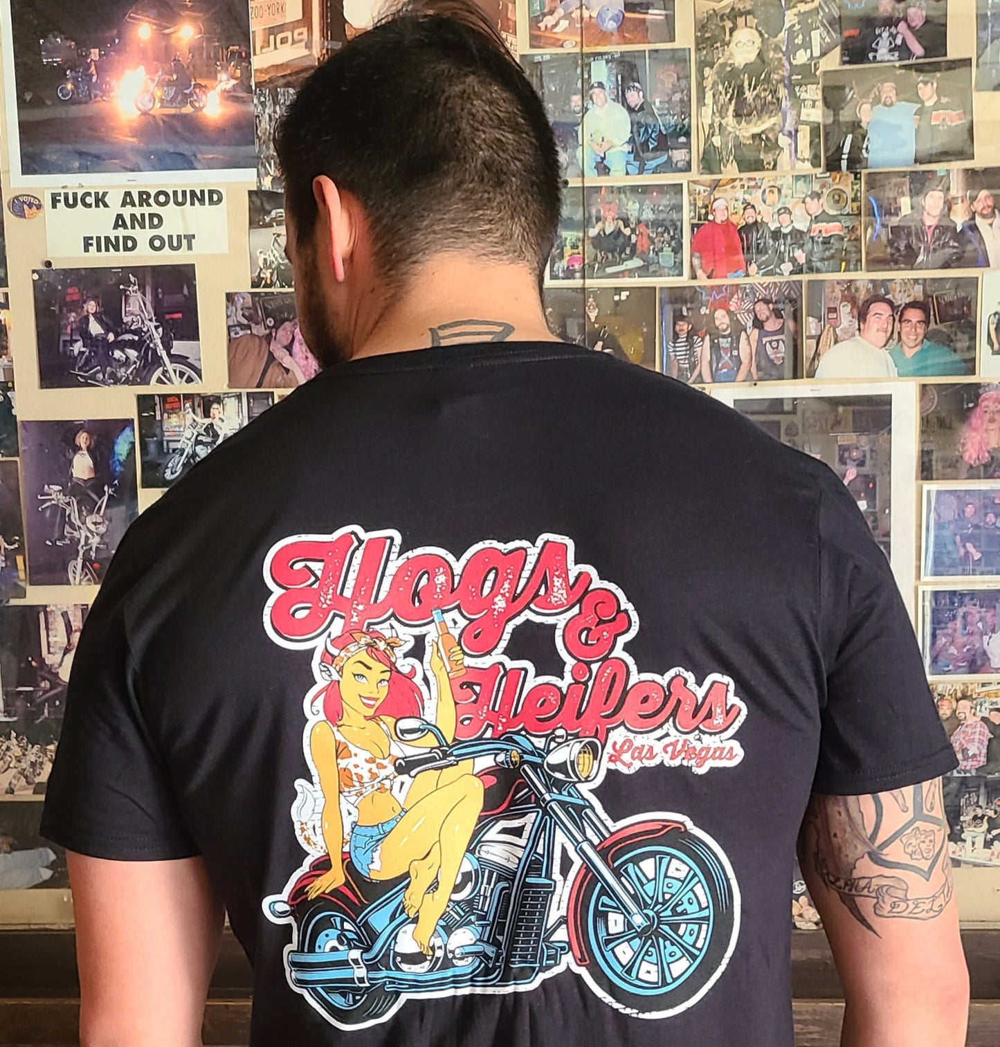 HEIFER ON A HOG BLACK TEE