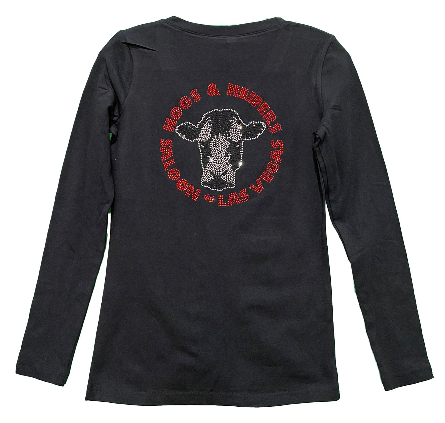 BLING LOGO LONG SLEEVE V NECK