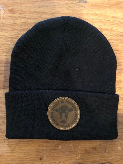 Beanie - Leather Patch Black