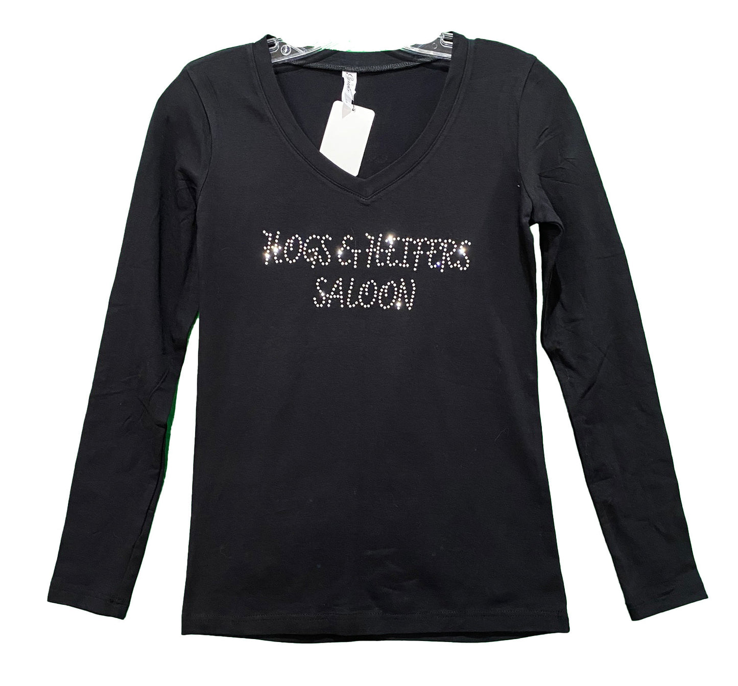 BLING LOGO LONG SLEEVE V NECK